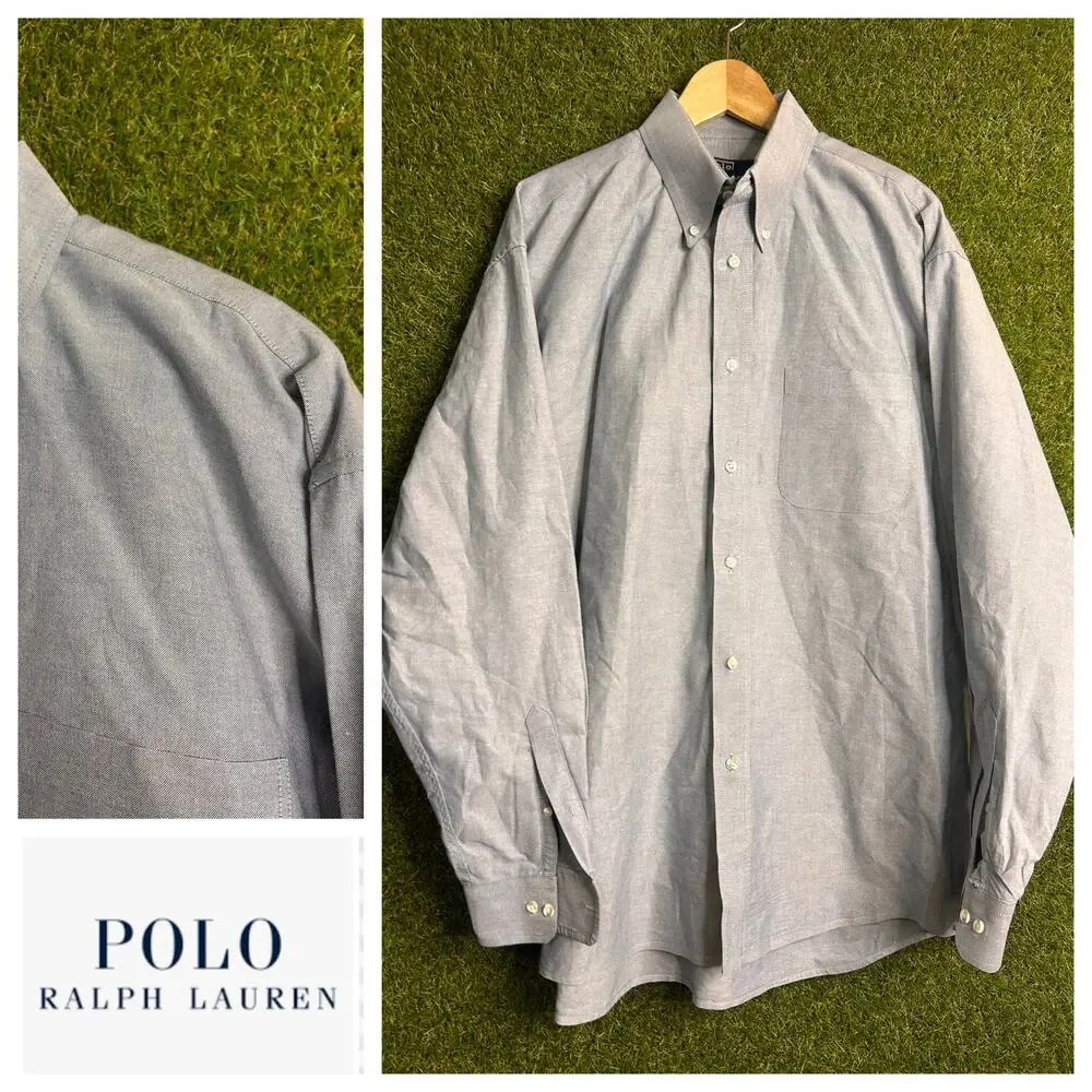 Polo Ralph Lauren Classic Oxford Button-Down‎ Shirt Gray Long Sleeve Size 44